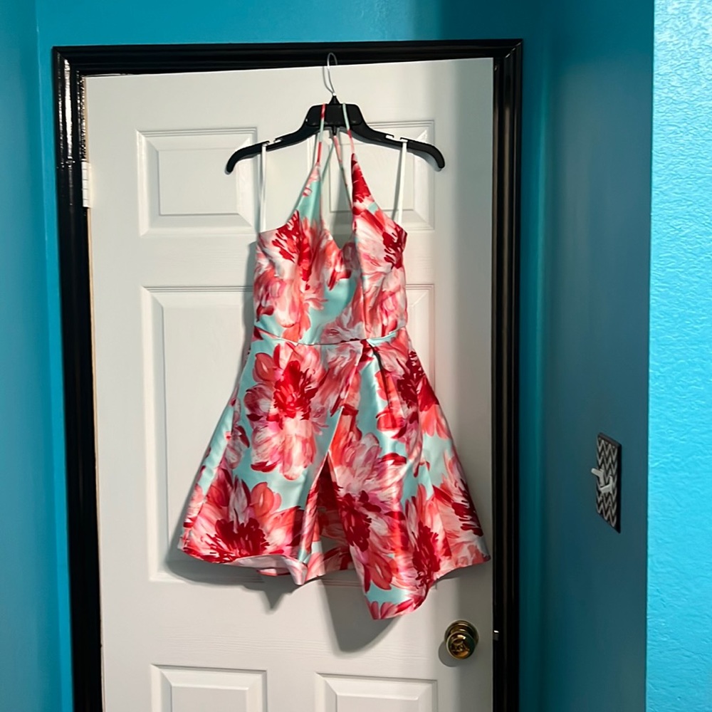 Coral and pink homecoming dress
